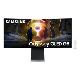 Samsung Odyssey S34DG850SU OLED Monitor Gaming Curvo, 86,4 cm (34"), 3440 x 1440 pixels UltraWide Quad HD, 175Hz, USB-C, DisplayPort, HDMI, Ajuste de Altura, Pivot, Altifalantes Integrados, Prateado - LS34DG850SUXEN - 8806095688060