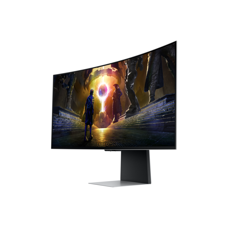 Samsung Odyssey S34DG850SU OLED Monitor Gaming Curvo, 86,4 cm (34"), 3440 x 1440 pixels UltraWide Quad HD, 175Hz, USB-C, DisplayPort, HDMI, Ajuste de Altura, Pivot, Altifalantes Integrados, Prateado - LS34DG850SUXEN - 8806095688060