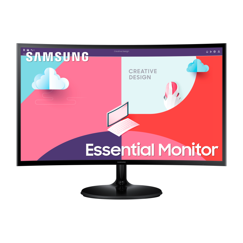 Samsung Essential S27C364EAU LCD Monitor Profissional Curvo, 68,6 cm (27"), 1920 x 1080 pixels Full HD, 75Hz, HDMI, AMD FreeSync, Ajuste de inclinação, Preto - LS27C364EAUXEN - 8806094769395