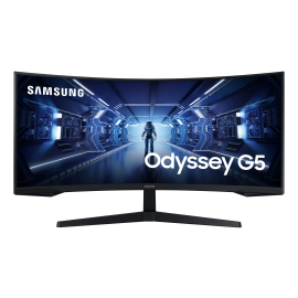 Samsung Odyssey G5 LC34G55TWWP LED Monitor Gaming Curvo, 86,4 cm (34"), 3440 x 1440 pixels UltraWide Quad HD, 165Hz, USB-C, DisplayPort, HDMI, Ajuste de inclinação, Preto - LC34G55TWWPXEN - 8806094796315