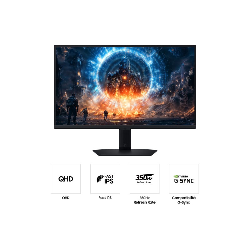 Samsung Odyssey G60F S27FG602EU IPS Monitor Gaming Plano, 68,6 cm (27"), 2560 x 1440 pixels Quad HD, 350Hz, HDMI, DisplayPort, Ajuste de Altura, Pivot, Preto - LS27FG602EUXEN - 8806097614364