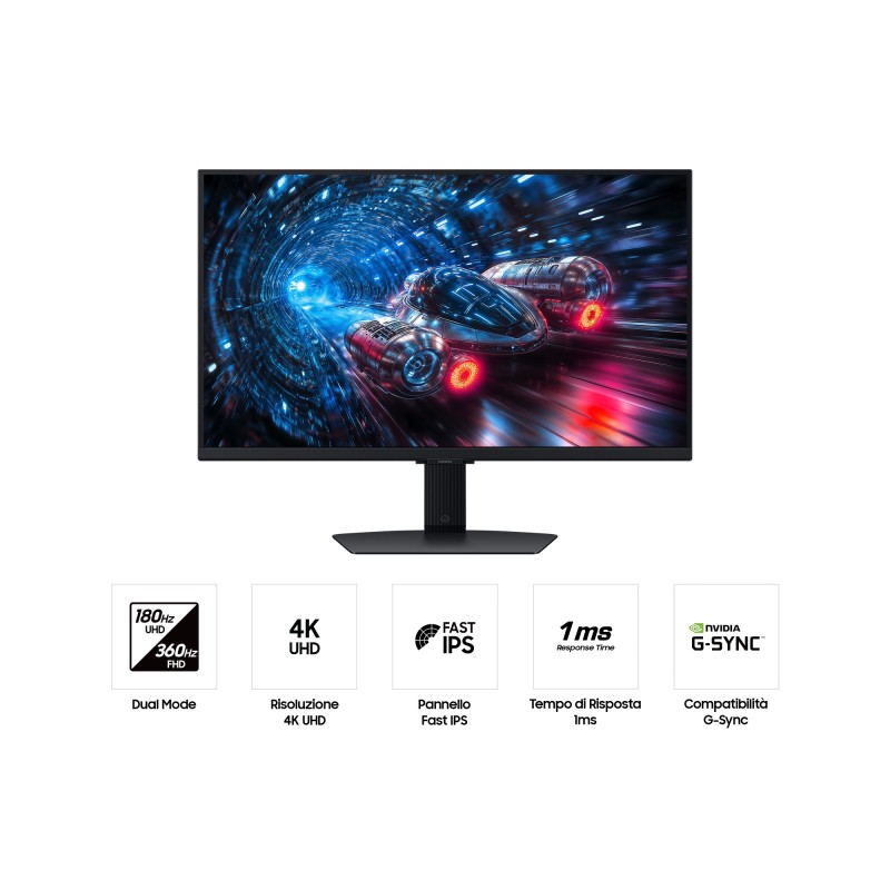 Samsung Odyssey S27FG702EU IPS Monitor Gaming Plano, 68,6 cm (27"), 3840 x 2160 pixels 4K Ultra HD, 360Hz, HDMI, DisplayPort, Ajuste de Altura, Pivot, Preto - LS27FG702EUXEN - 8806097672692