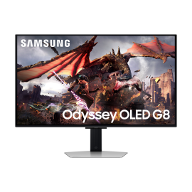 Samsung Odyssey S32DG800SU OLED Monitor Gaming Plano, 81,3 cm (32"), 3840 x 2160 pixels 4K Ultra HD, 240Hz, USB-C, DisplayPort, HDMI, Ajuste de Altura, Pivot, Altifalantes Integrados, Prateado - LS32DG800SUXEN - 8806095494142