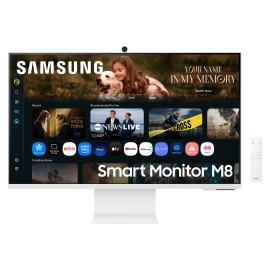 Samsung M8 M80F S32FM801UU V2 LCD Monitor Plano, 81,3 cm (32"), 3840 x 2160 pixels 4K Ultra HD, Smart TV, 60Hz, USB-C, HDMI, Ajuste de Altura, Altifalantes Integrados, Pivot, Branco - LS32FM801UUXDU - 8806097146452