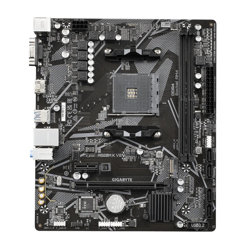 Gigabyte A520M K V2 Motherboard AMD A520 Socket AM4 DDR4 micro ATX PCIe 3.0 M.2 - 9MA52MK2-00-11 - 4719331852771