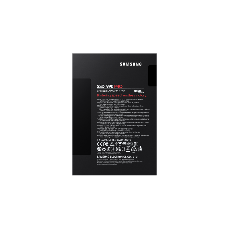 Samsung 990 PRO 2TB Disco SSD 2 TB PCIe 4.0 NVMe M.2 2280 V-NAND MLC - MZ-V9P2T0BW - 8806094215038