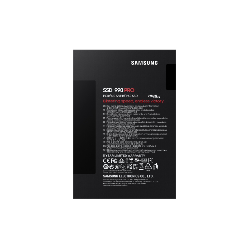Samsung 990 PRO 4 TB Disco SSD PCIe 4.0 NVMe M.2 2280 V-NAND TLC - MZ-V9P4T0BW - 8806094947205