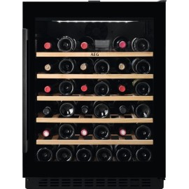 AEG AWS4052B5B Garrafeira de Encastre, 1 Porta, 52 Garrafas, 6 Prateleiras, 145 L, 60 W, Visor Incorporado, Luz Interior, Preto - 7333394086286