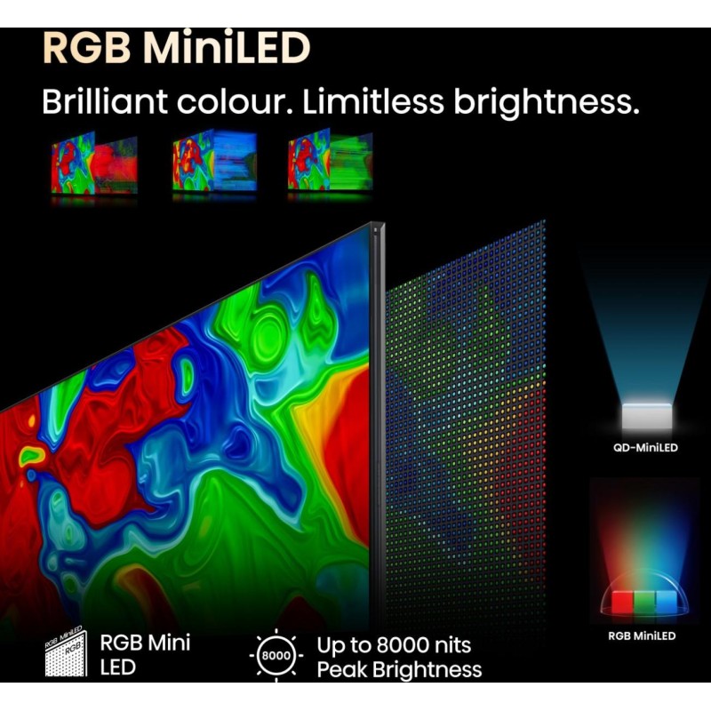Hisense 100UXQ RGB-MiniLED Smart TV Plano 254 cm (100") 4K Ultra HD, Smart TV, Wi-Fi, Ethernet, LAN, Bluetooth, Preto Cinzento - 6942351425764
