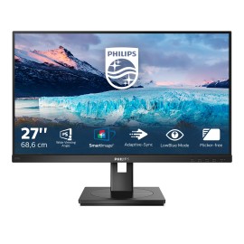 Philips S-Line 272S1AE LCD Monitor Profissional Plano, 68,6 cm (27"), 1920 x 1080 pixels Full HD, 75Hz, HDMI, DisplayPort, Ajuste de Altura, Pivot, Altifalantes Integrados, Preto - 272S1AE/00 - 8712581767273