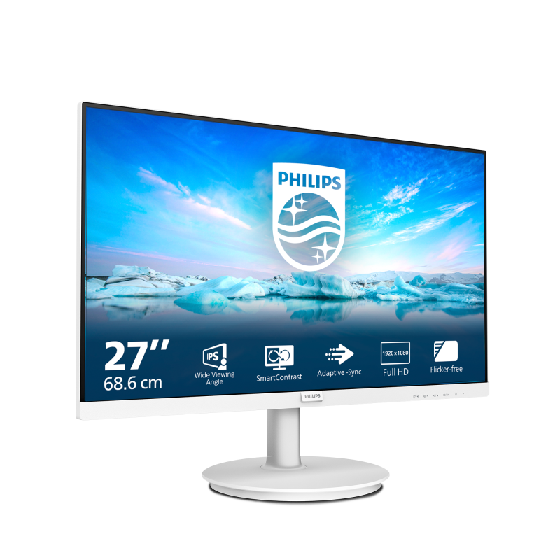 Philips V Line 271V8AW LCD Monitor Plano, 68,6 cm (27"), 1920 x 1080 pixels Full HD, 75Hz, HDMI, Altifalantes Integrados, Branco - 271V8AW/00 - 8712581804398