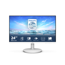 Philips V Line 241V8AW LCD Monitor Plano, 60,5 cm (23,8"), 1920 x 1080 pixels Full HD, 75Hz, HDMI, Altifalantes Integrados, Branco - 241V8AW/00 - 8712581804343