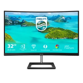 Philips E-Line 325E1C LCD Monitor Profissional Curvo, 80 cm (31.5"), 2560 x 1440 pixels Quad HD, 75Hz, HDMI, DisplayPort, AMD FreeSync, Ajuste de Inclinação, Preto - 325E1C/00 - 8712581758493