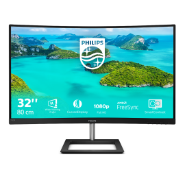 Philips E-Line 322E1C LCD Monitor Profissional Curvo, 80 cm (31.5"), 1920 x 1080 pixels Full HD, 75Hz, HDMI, DisplayPort, Preto - 322E1C/00 - 8712581758479