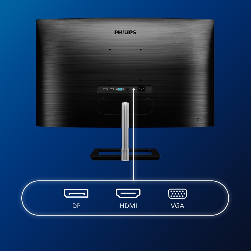 Philips E-Line 322E1C LCD Monitor Profissional Curvo, 80 cm (31.5"), 1920 x 1080 pixels Full HD, 75Hz, HDMI, DisplayPort, Preto - 322E1C/00 - 8712581758479
