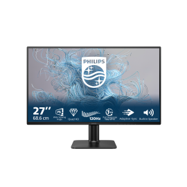 Philips 2000 series 27E2N2500 LCD Monitor Plano, 68,6 cm (27"), 2560 x 1440 pixels Quad HD, 120Hz, HDMI, DisplayPort, Anti-reflexo, Ajuste de Inclinação, Preto - 27E2N2500/00 - 8721038004472
