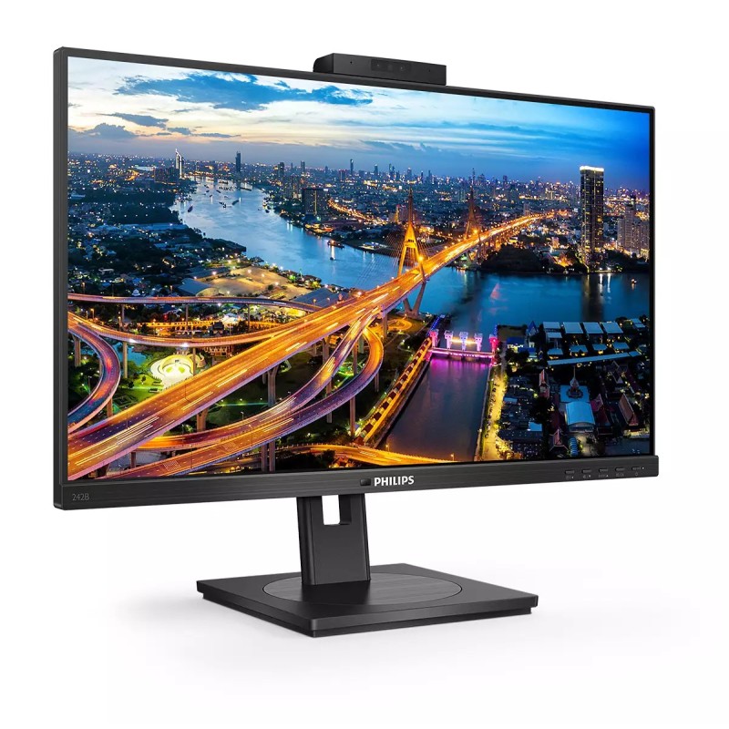 Philips B Line 242B1H LED Monitor Profissional Plano, 60,5 cm (23,8"), 1920 x 1080 pixels Full HD, 75Hz, HDMI, DisplayPort, Ajuste de Altura, Pivot, Altifalantes Integrados, Preto - 242B1H/00 - 8712581764234