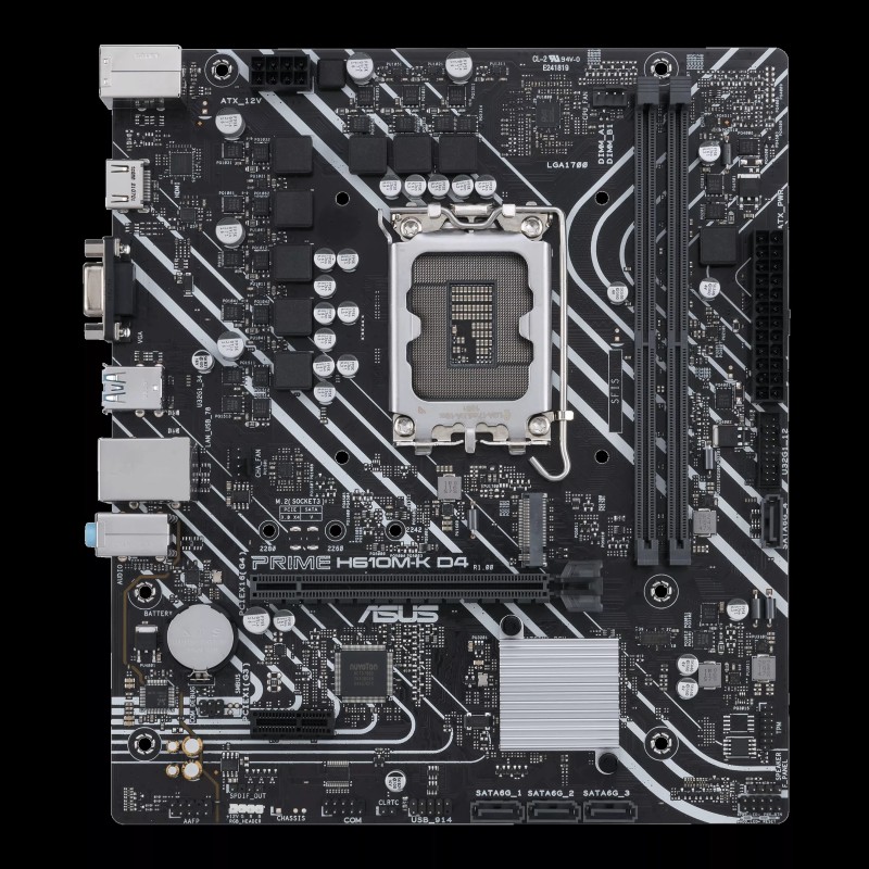 ASUS PRIME H610M-K D4 Motherboard Intel H610 Socket LGA1700 DDR4 micro ATX PCIe 4.0 M.2 - 90MB1A10-M0EAY0 - 4711081565499