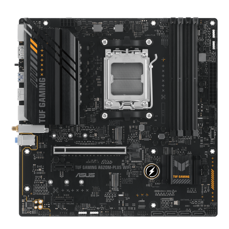 ASUS TUF GAMING A620M-PLUS WIFI Motherboard AMD A620 Socket AM5 DDR5 micro ATX PCIe 4.0 M.2 Wi-Fi - 90MB1F00-M0EAY0 - 4711387164266