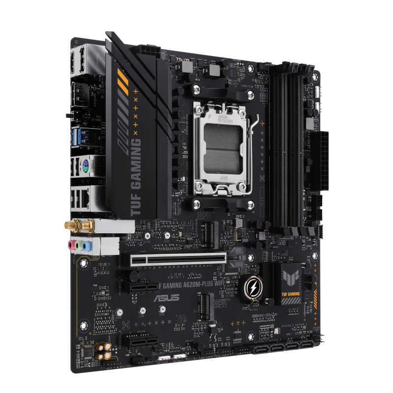 ASUS TUF GAMING A620M-PLUS WIFI Motherboard AMD A620 Socket AM5 DDR5 micro ATX PCIe 4.0 M.2 Wi-Fi - 90MB1F00-M0EAY0 - 4711387164266