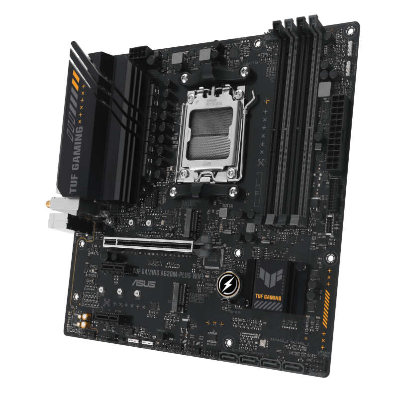 ASUS TUF GAMING A620M-PLUS WIFI Motherboard AMD A620 Socket AM5 DDR5 micro ATX PCIe 4.0 M.2 Wi-Fi - 90MB1F00-M0EAY0 - 4711387164266
