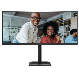 AOC CU34E4CV LED Monitor Profissional Curvo, 86,4 cm (34"), 3440 x 1440 pixels UltraWide Quad HD, 120Hz, HDMI, DisplayPort, Ajuste de Altura, Altifalantes Integrados, Preto - 4038986112864
