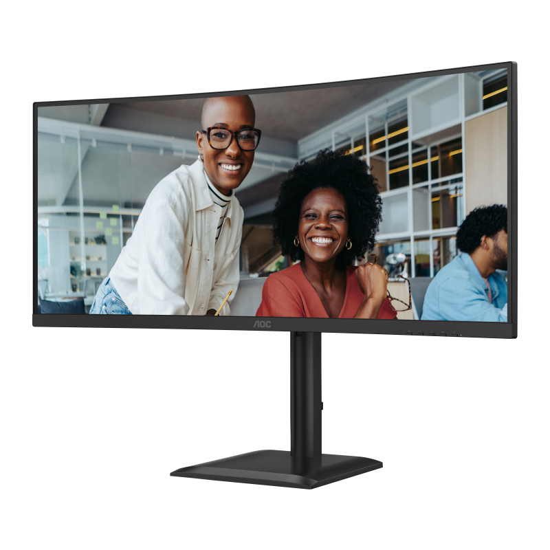 AOC CU34E4CV LED Monitor Profissional Curvo, 86,4 cm (34"), 3440 x 1440 pixels UltraWide Quad HD, 120Hz, HDMI, DisplayPort, Ajuste de Altura, Altifalantes Integrados, Preto - 4038986112864