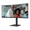 AOC CU34E4CV LED Monitor Profissional Curvo, 86,4 cm (34"), 3440 x 1440 pixels UltraWide Quad HD, 120Hz, HDMI, DisplayPort, Ajuste de Altura, Altifalantes Integrados, Preto - 4038986112864