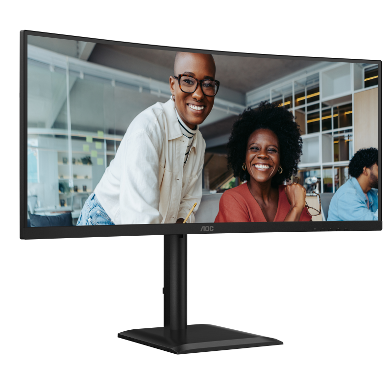 AOC CU34E4CV LED Monitor Profissional Curvo, 86,4 cm (34"), 3440 x 1440 pixels UltraWide Quad HD, 120Hz, HDMI, DisplayPort, Ajuste de Altura, Altifalantes Integrados, Preto - 4038986112864