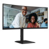AOC CU34E4CV LED Monitor Profissional Curvo, 86,4 cm (34"), 3440 x 1440 pixels UltraWide Quad HD, 120Hz, HDMI, DisplayPort, Ajuste de Altura, Altifalantes Integrados, Preto - 4038986112864