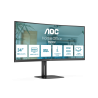 AOC V5 CU34V5C BK LED Monitor Profissional Curvo, 86,4 cm (34"), 3440 x 1440 pixels Wide Quad HD, 100Hz, USB-C, DisplayPort, HDMI, Ajuste de Altura, Altifalantes Integrados, Preto - CU34V5C/BK - 4038986110198