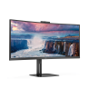AOC V5 CU34V5CW BK LED Monitor Profissional Curvo, 86,4 cm (34"), 3440 x 1440 pixels Wide Quad HD, 100Hz, USB-C, DisplayPort, HDMI, Ajuste de Altura, Altifalantes Integrados, Webcam, Preto - CU34V5CW/BK - 4038986110273