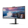 AOC V5 CU34V5CW BK LED Monitor Profissional Curvo, 86,4 cm (34"), 3440 x 1440 pixels Wide Quad HD, 100Hz, USB-C, DisplayPort, HDMI, Ajuste de Altura, Altifalantes Integrados, Webcam, Preto - CU34V5CW/BK - 4038986110273