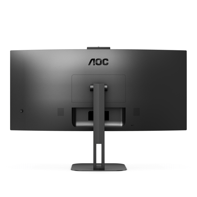 AOC V5 CU34V5CW BK LED Monitor Profissional Curvo, 86,4 cm (34"), 3440 x 1440 pixels Wide Quad HD, 100Hz, USB-C, DisplayPort, HDMI, Ajuste de Altura, Altifalantes Integrados, Webcam, Preto - CU34V5CW/BK - 4038986110273