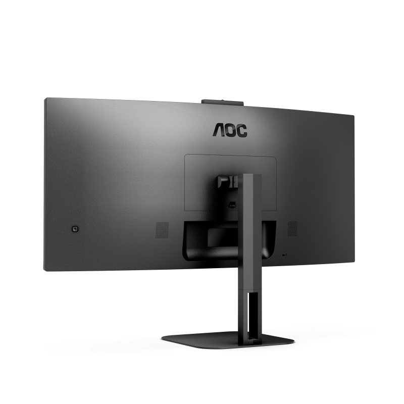 AOC V5 CU34V5CW BK LED Monitor Profissional Curvo, 86,4 cm (34"), 3440 x 1440 pixels Wide Quad HD, 100Hz, USB-C, DisplayPort, HDMI, Ajuste de Altura, Altifalantes Integrados, Webcam, Preto - CU34V5CW/BK - 4038986110273