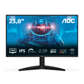 AOC B3 24B36X LED Monitor Gaming Plano, 60,5 cm (23.8"), 1920 x 1080 pixels Full HD, 144Hz, HDMI, DisplayPort, Preto - 4038986143073
