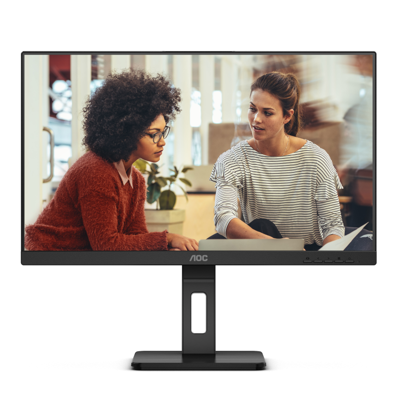 AOC 27E3QAF LED Monitor Profissional Plano, 68,6 cm (27"), 1920 x 1080 pixels Full HD, 100Hz, HDMI, DisplayPort, Ajuste de Altura, Pivot, Altifalantes Integrados, Preto - 4038986181235