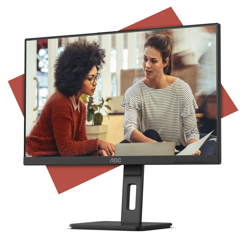AOC 27E3QAF LED Monitor Profissional Plano, 68,6 cm (27"), 1920 x 1080 pixels Full HD, 100Hz, HDMI, DisplayPort, Ajuste de Altura, Pivot, Altifalantes Integrados, Preto - 4038986181235