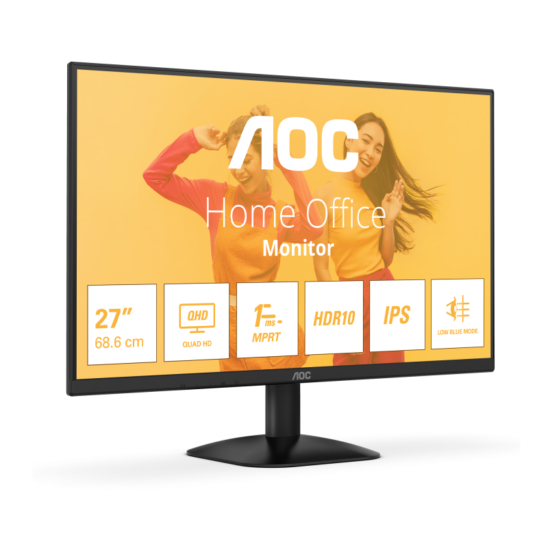 AOC B3 Q27B35E LED Monitor Profissional Plano, 68,6 cm (27"), 2560 x 1440 pixels Quad HD, 75Hz, HDMI, DisplayPort, Preto - 4038986183062