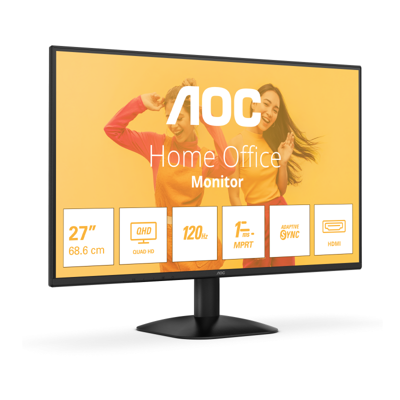 AOC B3 Q27B35S3 LED Monitor Plano, 68,6 cm (27"), 2560 x 1440 pixels Quad HD, 120Hz, USB-C, DisplayPort, HDMI, Preto - 4038986182768