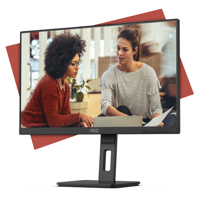 AOC E3 24E3QAF IPS Monitor Plano, 60,5 cm (23.8"), 1920 x 1080 pixels Full HD, 100Hz, USB-C, DisplayPort, HDMI, Ajuste de Altura, Pivot, Altifalantes Integrados, Preto - 4038986141253