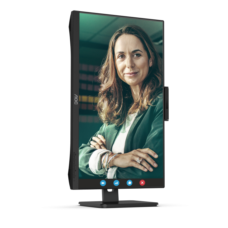 AOC Q27P3QW IPS Monitor Profissional Plano, 68,6 cm (27"), 2560 x 1440 pixels Quad HD, 100Hz, USB-C, DisplayPort, HDMI, Táctil, Ajuste de Altura, Pivot, Altifalantes Integrados, Preto - 4038986180764