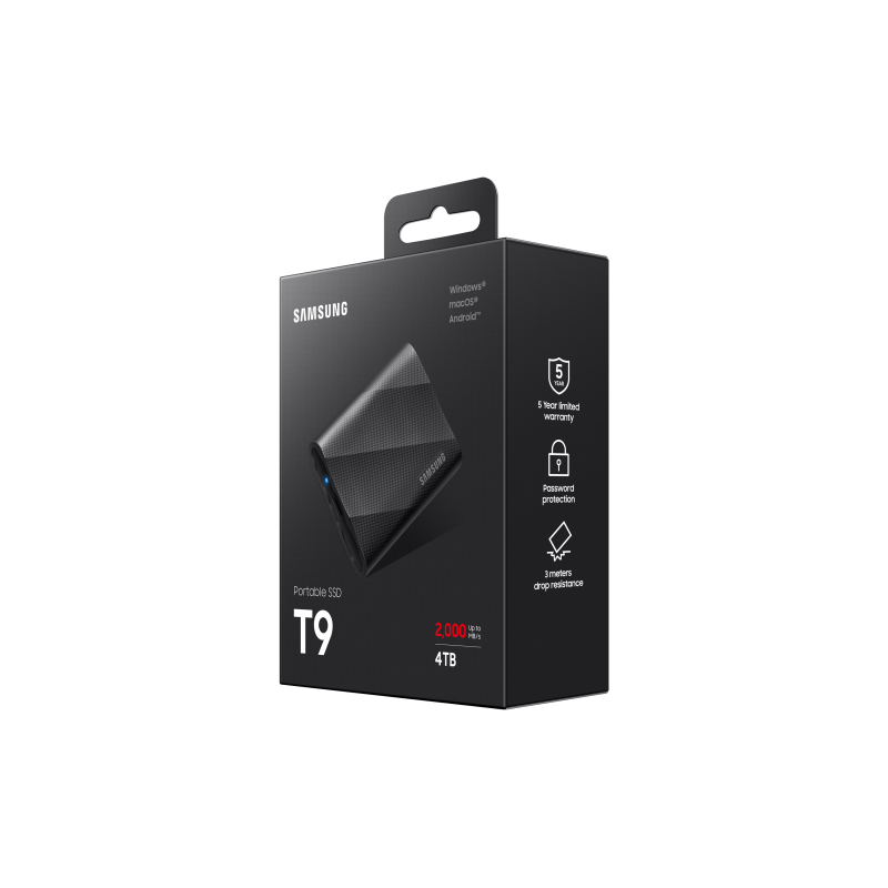 Samsung Portable T9 4 TB Disco Externo SSD USB 3.2 Preto - MU-PG4T0B/EU - 8806094914672
