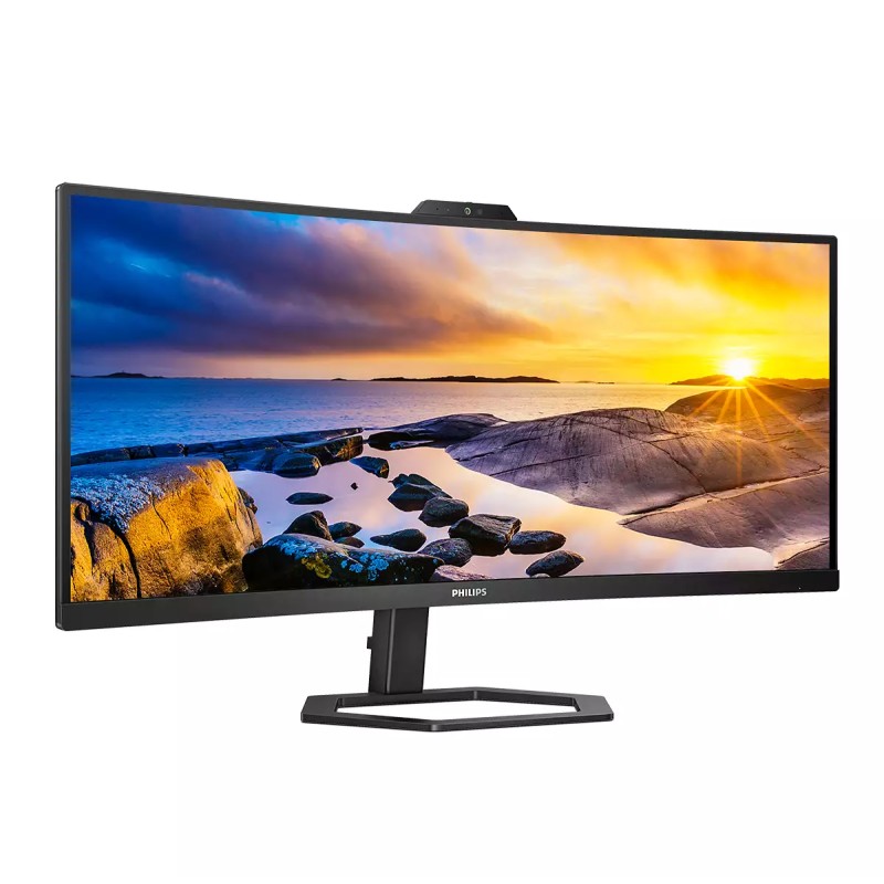 Philips 5000 series 34E1C5600HE LED Monitor Profissional Curvo, 86,4 cm (34"), 3440 x 1440 pixels 4K Ultra HD, 100Hz, HDMI, DisplayPort, Ajuste de Altura, Altifalantes Integrados, Webcam, Preto - 34E1C5600HE/00 - 8712581783464