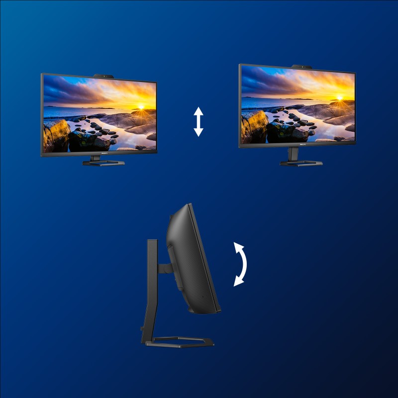 Philips 5000 series 34E1C5600HE LED Monitor Profissional Curvo, 86,4 cm (34"), 3440 x 1440 pixels 4K Ultra HD, 100Hz, HDMI, DisplayPort, Ajuste de Altura, Altifalantes Integrados, Webcam, Preto - 34E1C5600HE/00 - 8712581783464