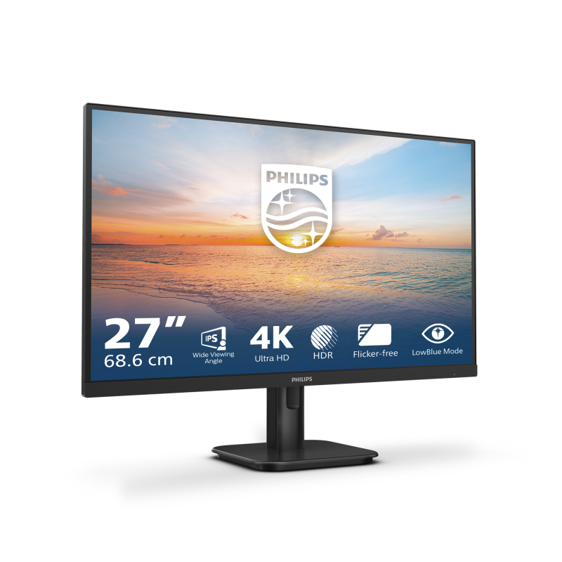 Philips 27E1N1800A LED Monitor Profissional Plano, 68,6 cm (27"), 3840 x 2160 pixels 4K Ultra HD, 60Hz, HDMI, DisplayPort, Altifalantes Integrados, Preto - 27E1N1800A/00 - 8712581805715