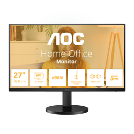 AOC U27B3AF LED Monitor Profissional Plano, 68,6 cm (27"), 3840 x 2160 pixels 4K Ultra HD, 60Hz, HDMI, DisplayPort, Ajuste de Altura, Altifalantes Integrados, Preto - 4038986181501