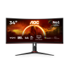 AOC G2 CU34G2XP VA Monitor Gaming Curvo, 86,4 cm (34"), 3440 x 1440 pixels UltraWide Quad HD, 180Hz, USB-C, DisplayPort, HDMI, Ajuste de Altura, Giratório, Preto - CU34G2XP/BK - 4038986111331