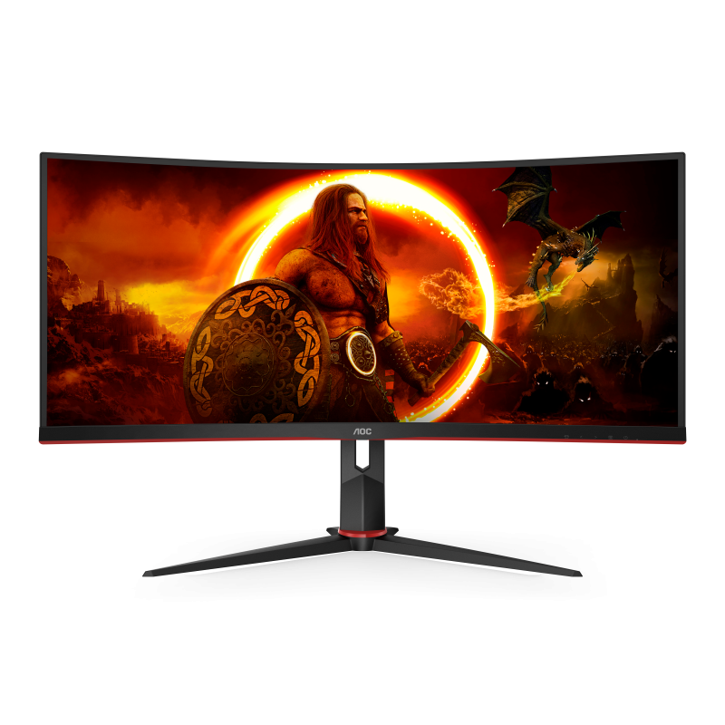 AOC G2 CU34G2XP VA Monitor Gaming Curvo, 86,4 cm (34"), 3440 x 1440 pixels UltraWide Quad HD, 180Hz, USB-C, DisplayPort, HDMI, Ajuste de Altura, Giratório, Preto - CU34G2XP/BK - 4038986111331