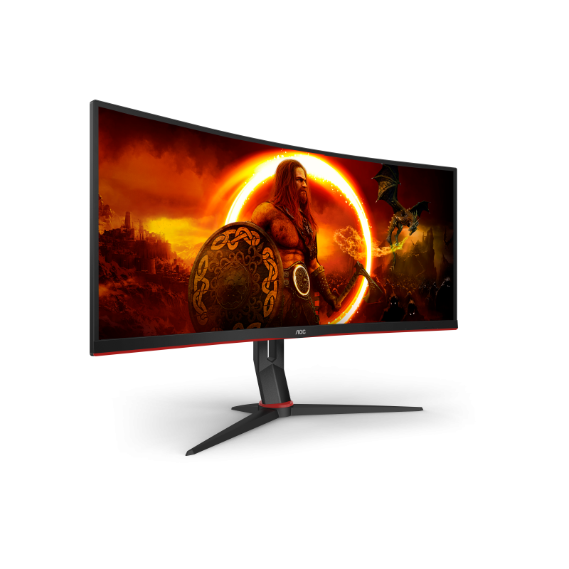 AOC G2 CU34G2XP VA Monitor Gaming Curvo, 86,4 cm (34"), 3440 x 1440 pixels UltraWide Quad HD, 180Hz, USB-C, DisplayPort, HDMI, Ajuste de Altura, Giratório, Preto - CU34G2XP/BK - 4038986111331